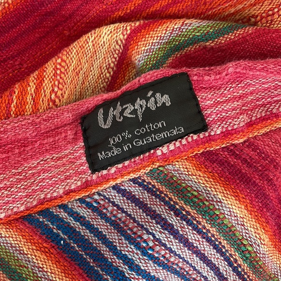 VINTAGE SARAPE COTTON WRAP SKIRT RAINBOW MULTICOLOR STRIPED MIDI - Picture 13 of 13